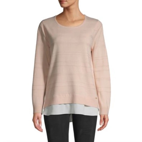 Calvin Klein Sweaters - Calvin Klein Layered Crewneck Knit Sweater in Blush Pink